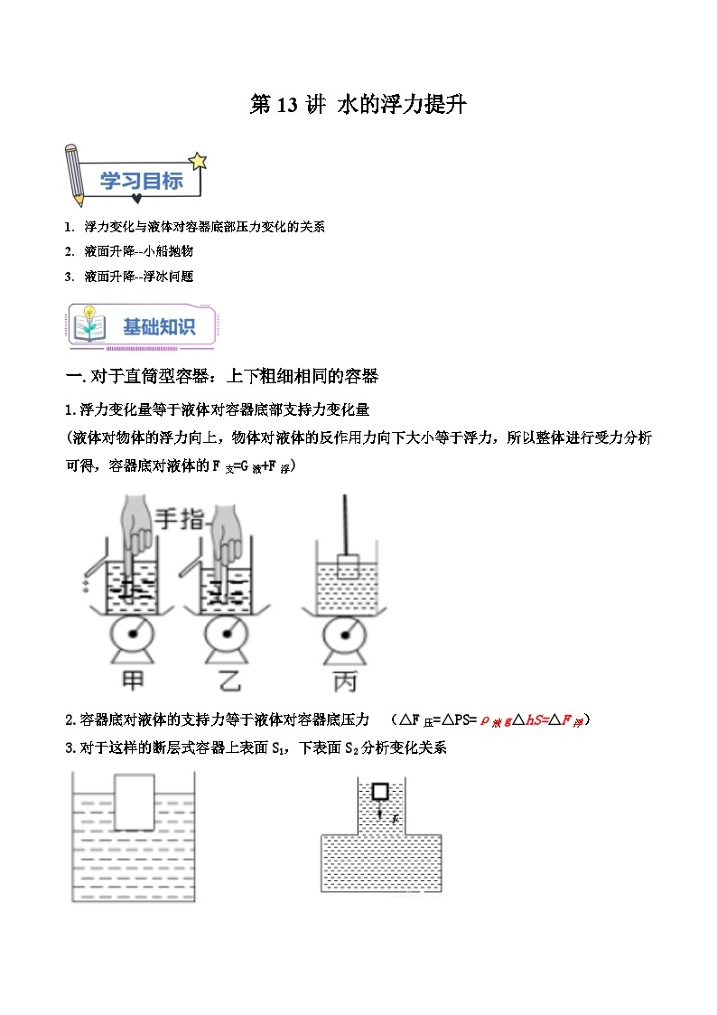 第13讲 水的浮力提升-2023-2024学年新八年级科学暑假精品课 试卷01