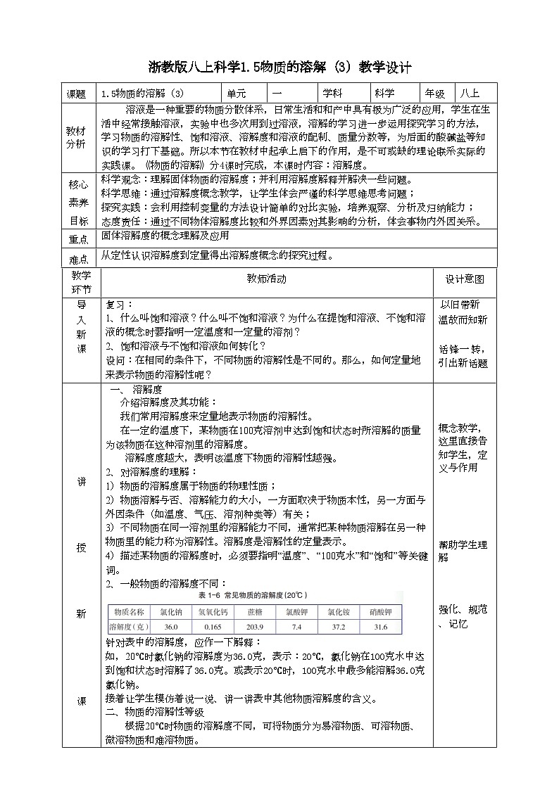 2022浙教版八上科学1.5物质的溶解 第3课时（课件+教学设计+学案+视频）01