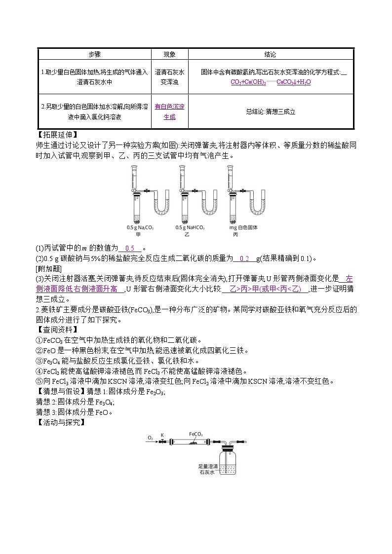 中考化学一轮微专题复习学案：科学探究题 (含答案)第3页
