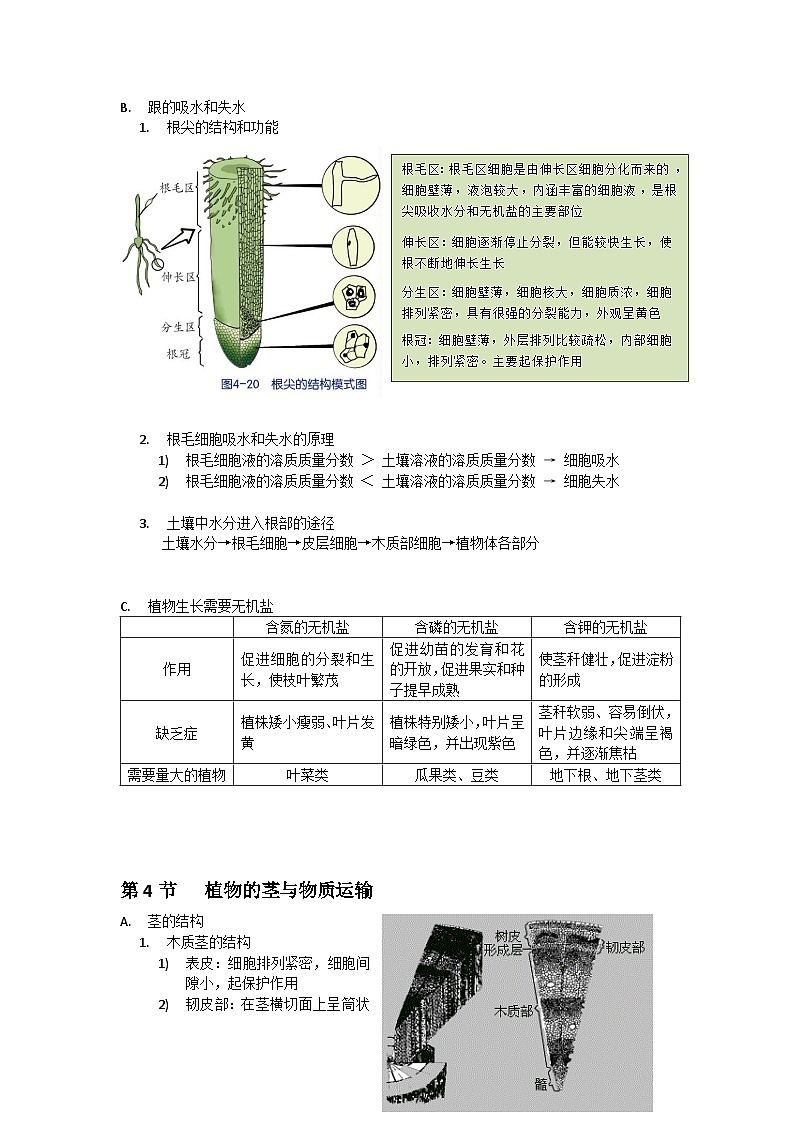中考复习 浙教版科学八年级下册 第4章 植物与土壤 知识点03