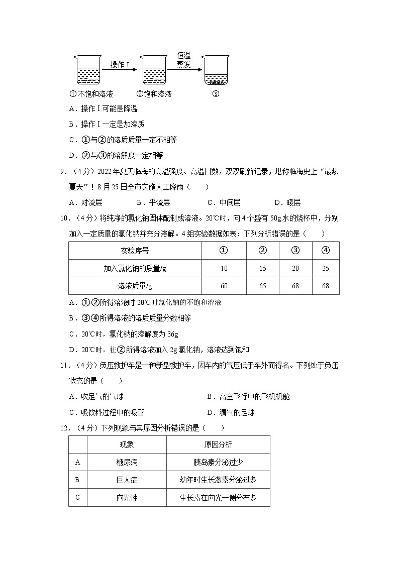 浙江省临海市大田初级中学2022-2023学年八年级上学期期中科学试题+第3页