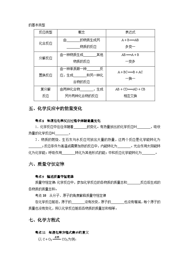 中考科学 二轮专题 专题35 常见的化学反应 学案03