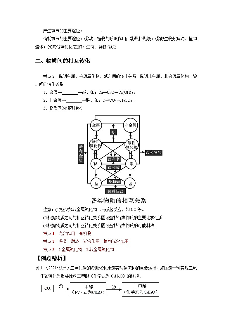 中考科学 二轮专题 专题36 元素的循环和物质的转化 学案第2页