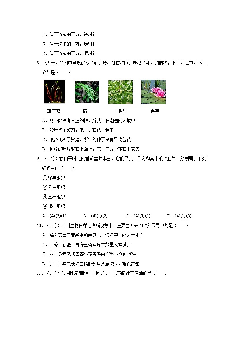 2022-2023学年浙江省杭州市上城区开元中学七年级上学期期中科学试卷03