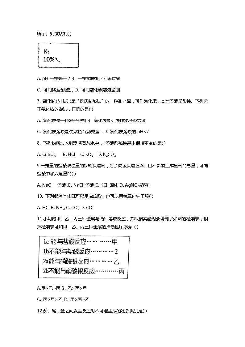 浙江省绍兴市越城区绍兴市第一初级中学2023-2024学年九年级上学期10月月考科学试题02