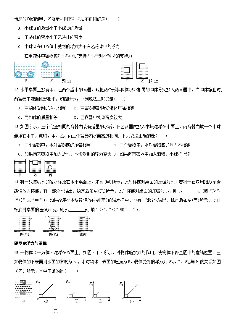 1.3浮力 练习——浙教版八年级上册科学03