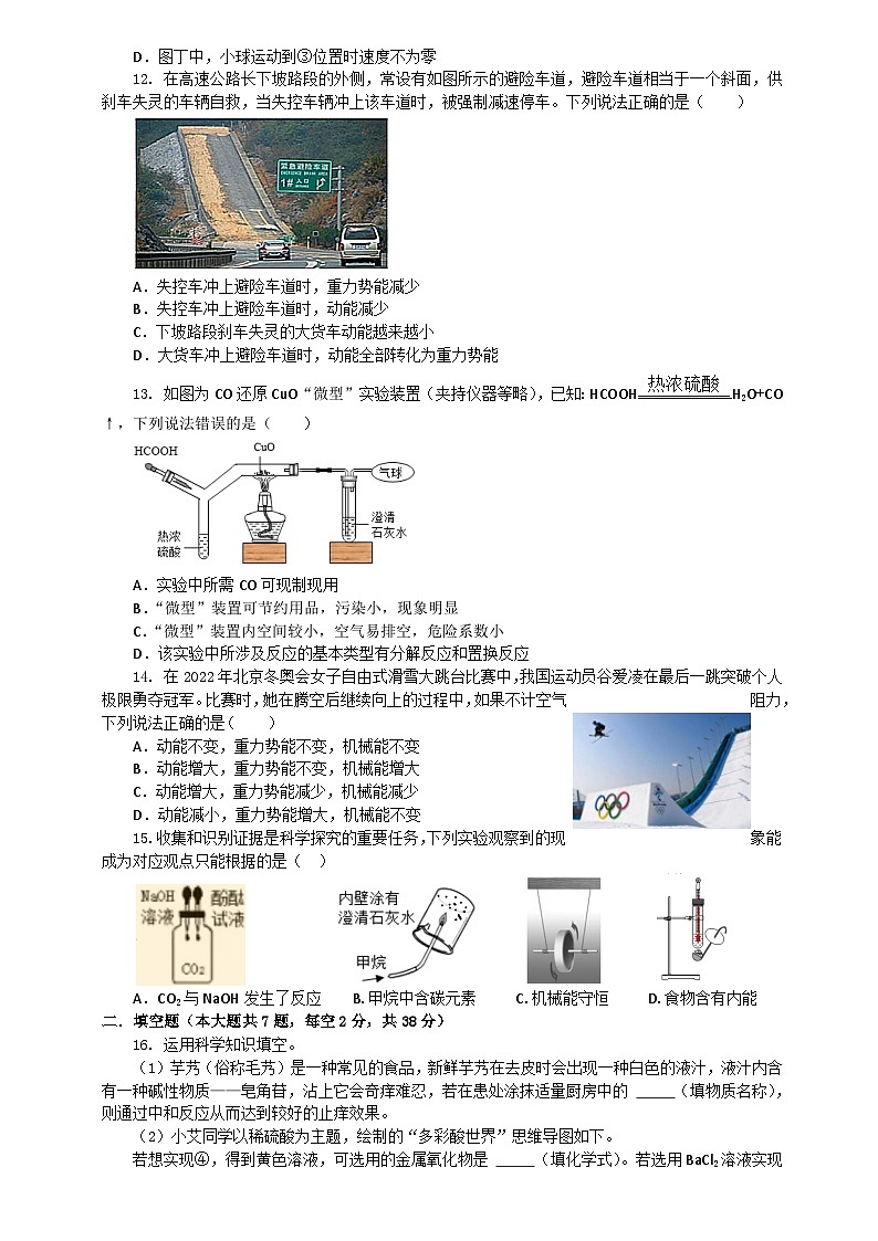 浙江省绍兴市元培中学2023--2024学年上学期九年级科学期中试卷03