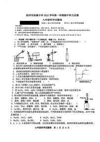 浙江省杭州市西溪中学2023-2024学年上学期九年级期中科学试卷