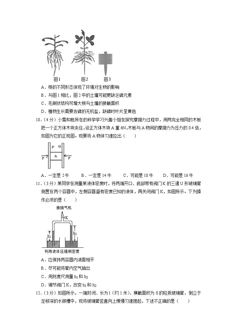 浙江省宁波市镇海区蛟川书院2022-2023学年+八年级上学期期末科学试卷03
