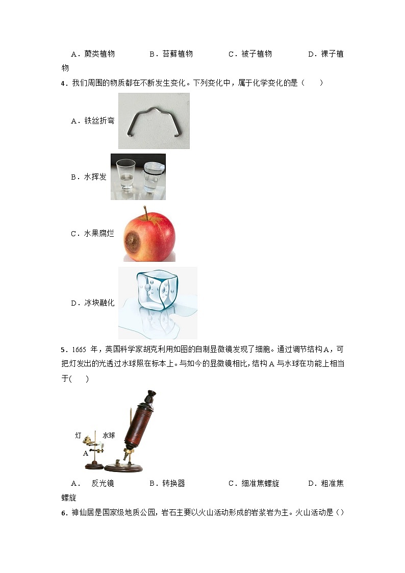 浙江省温州市龙港市实验中学2022—2023学年上学期七年级科学期末试卷02