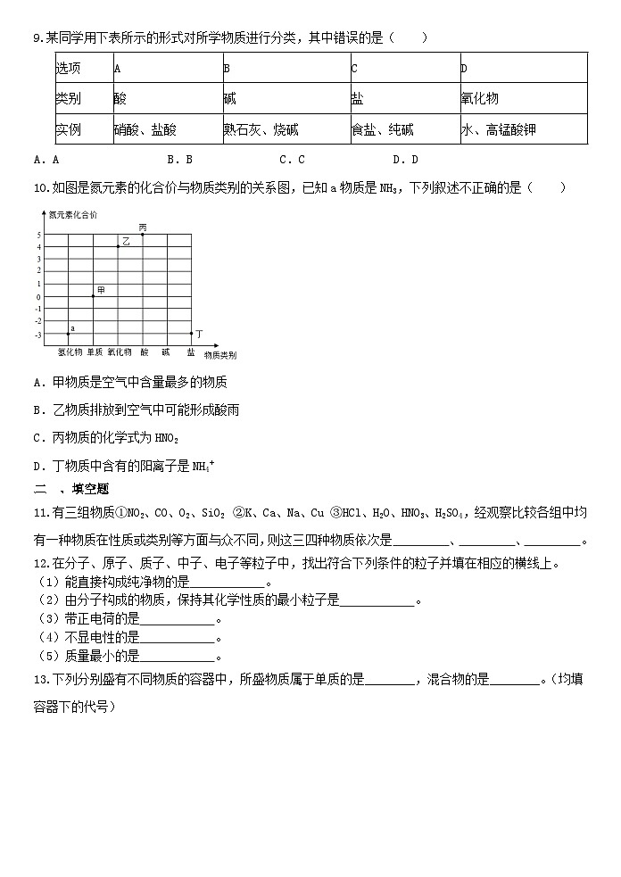 2.4物质的分类—— 浙教版九年级上册科学    同步练习02