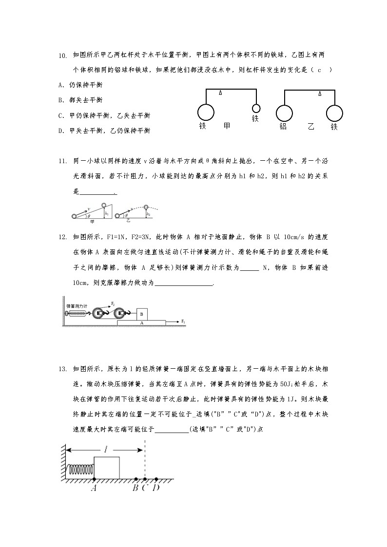 期中复习卷（物理部分）  浙教版九年级上册科学03