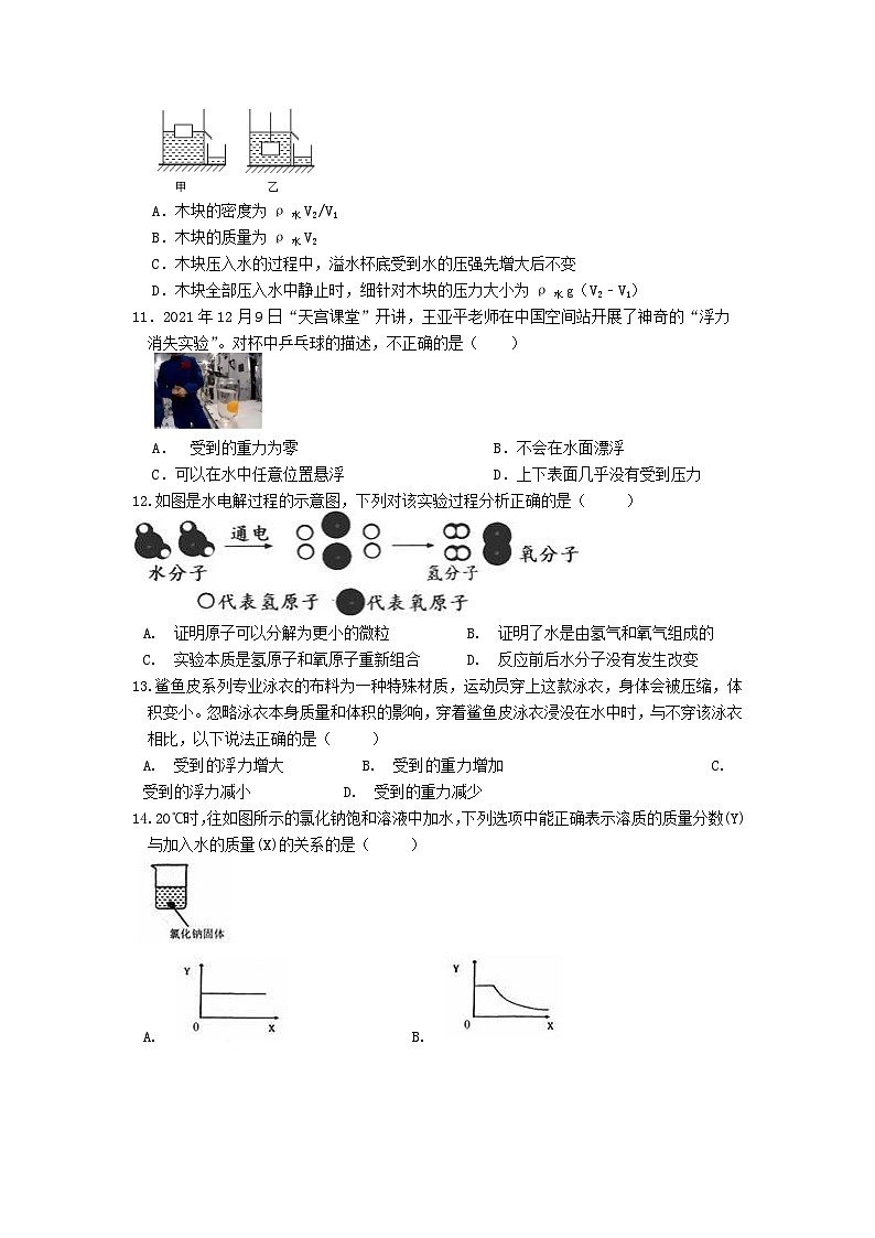 浙江省杭州拱墅2023-2024学年八年级上学期科学第二次月考提优卷03