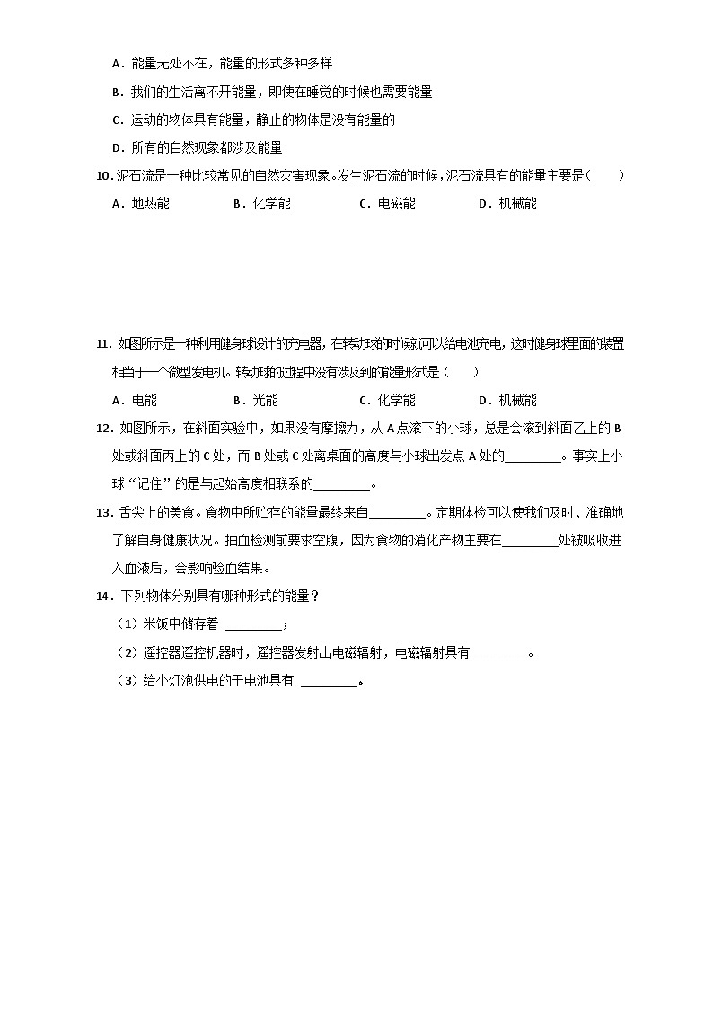 3.1 能量及其形式 同步练习  浙教版九年级上册科学02