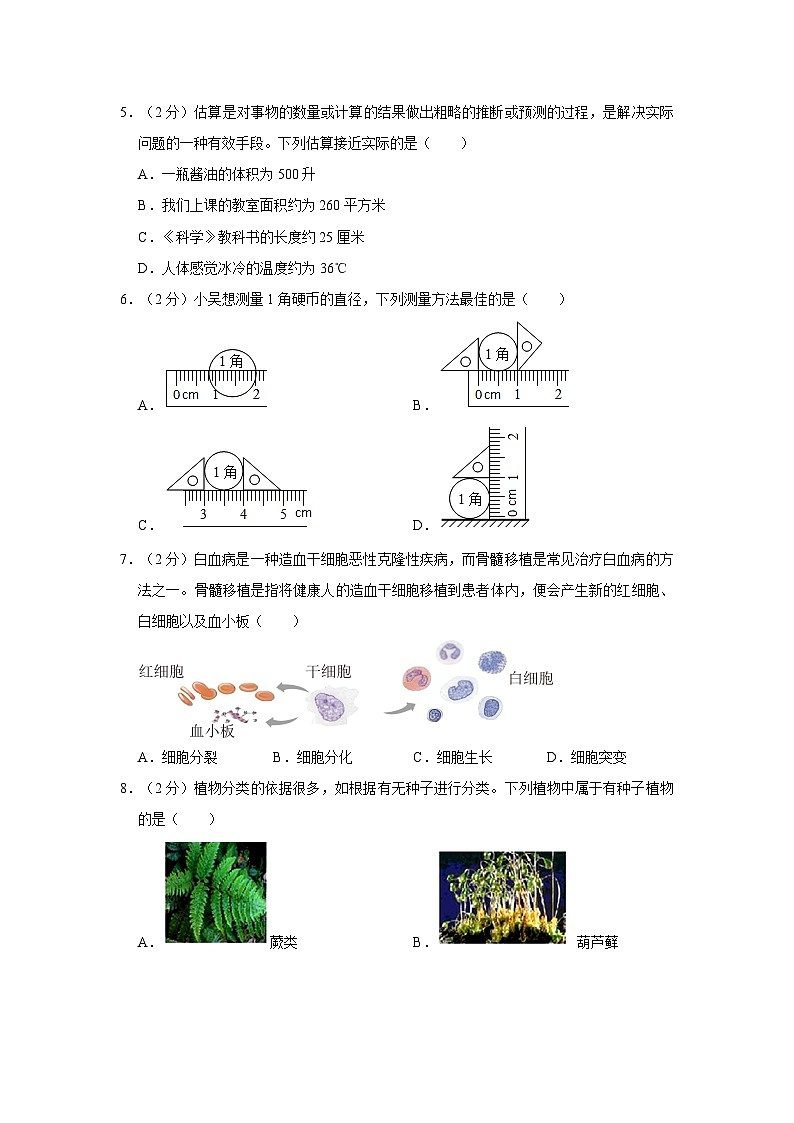2023-2024学年浙江省绍兴市新昌县七星中学七年级（上）期中科学试卷02