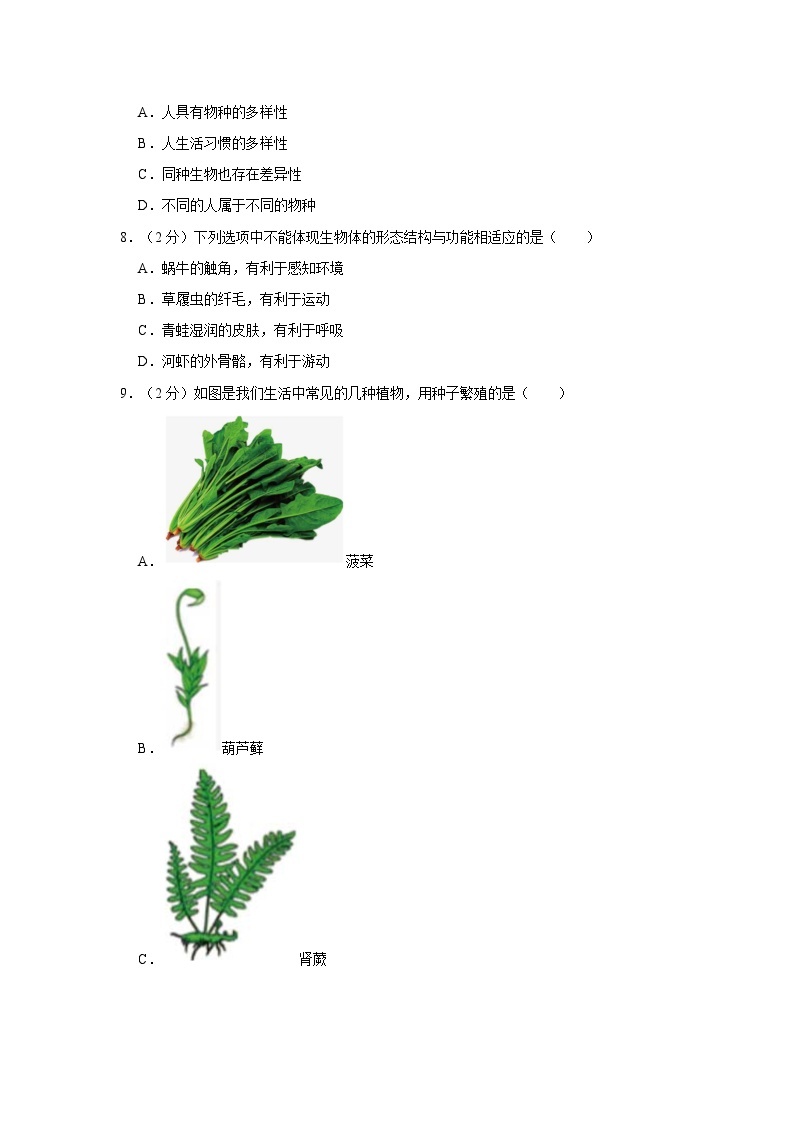 浙江省宁波市北仑区精准联盟八校2023-2024学年七年级上学期期中联考科学试卷02