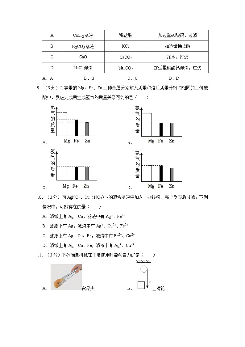 浙江省杭州市西湖区东方中学2022-2023学年九年级上学期期中科学试卷03