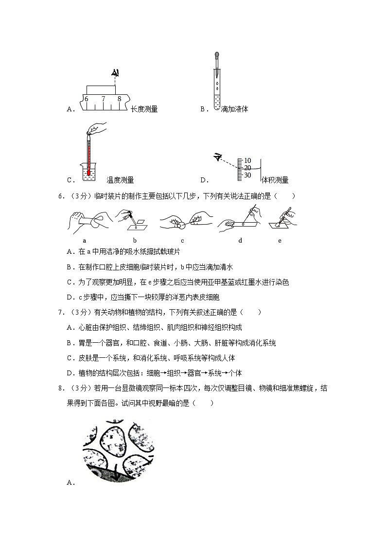 浙江省杭州市景荷中学2023-2024学年七年级上学期期中科学试卷02