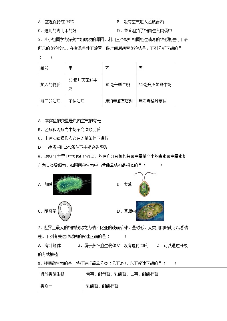 1.6 细菌和真菌的繁殖 （练习）七年级科学下册同步备课（浙教版）第2页