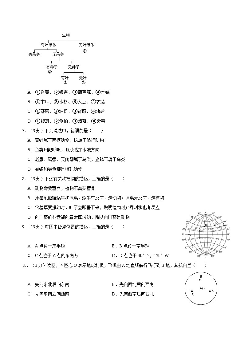 浙江省杭州市拱墅区公益中学2020-2021学年七年级上学期期末科学试卷02