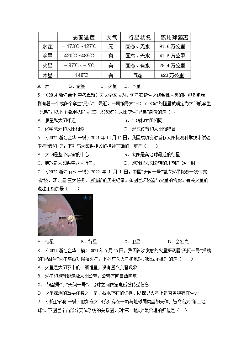 【浙教版】七下科学  4.6太阳系（课件+同步练习）02