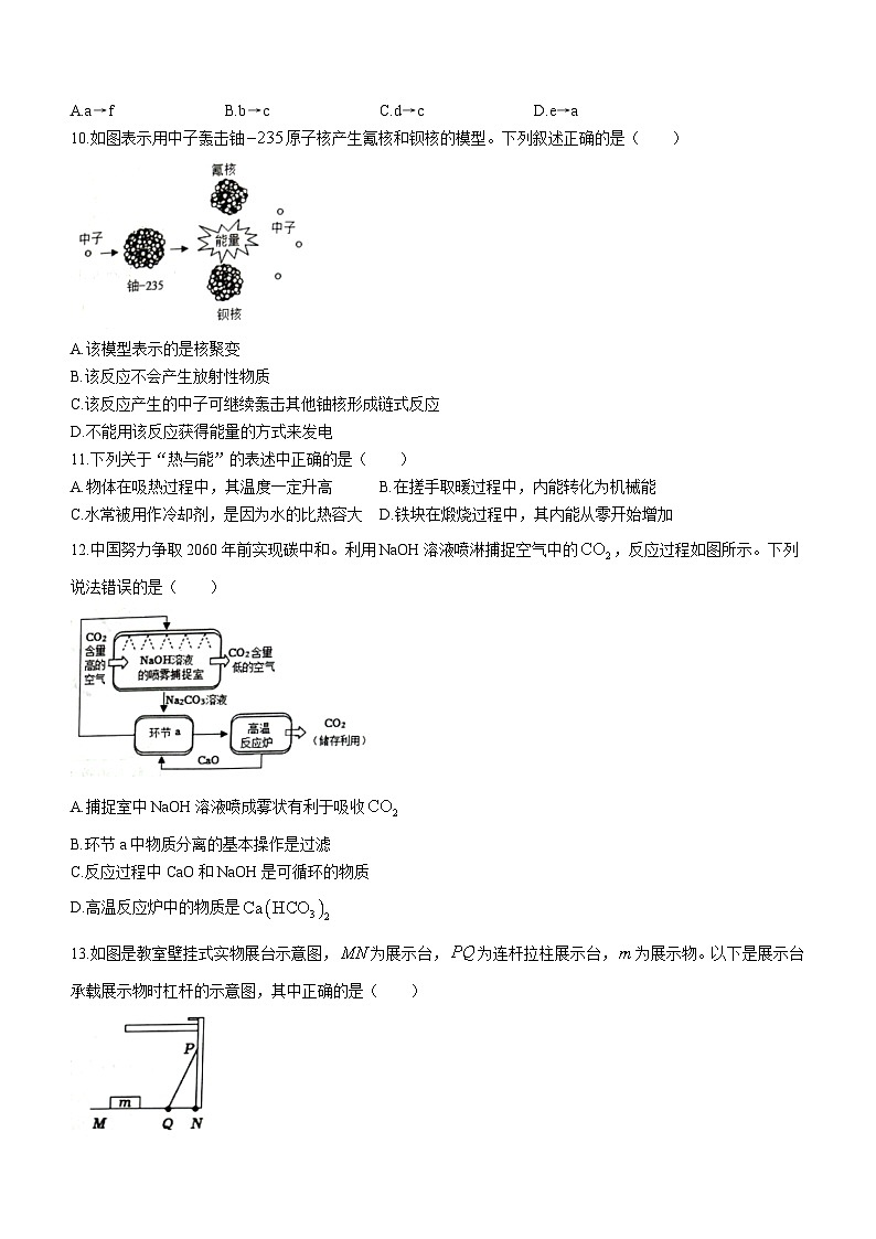2023-2024学年浙江省金华市东阳市横店八校联考九年级上学期12月月考科学试题03