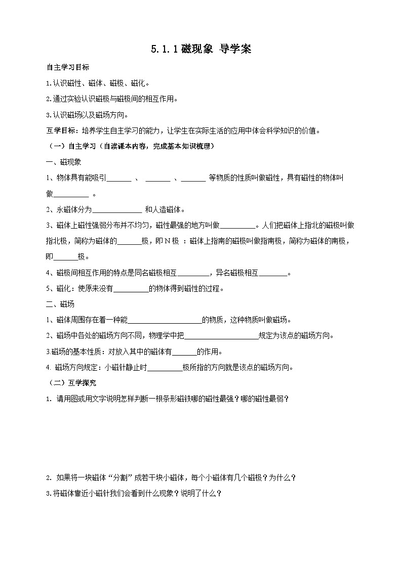 【华师大版】八下科学  5.1.1 磁现象（课件+教案+导学案）01