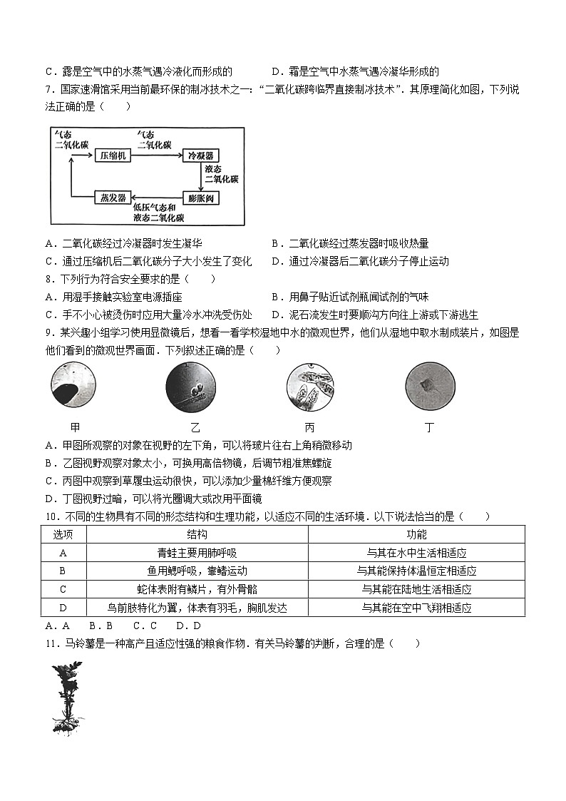 41，浙江省杭州市上城区2023-2024学年七年级上学期1月期末科学试题()02