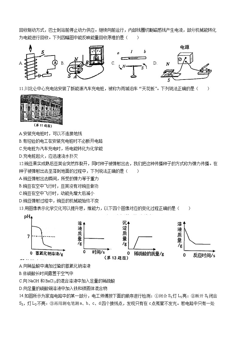 47，浙江省宁波市北仑区2023-2024学年九年级上学期1月期末科学试题()第3页
