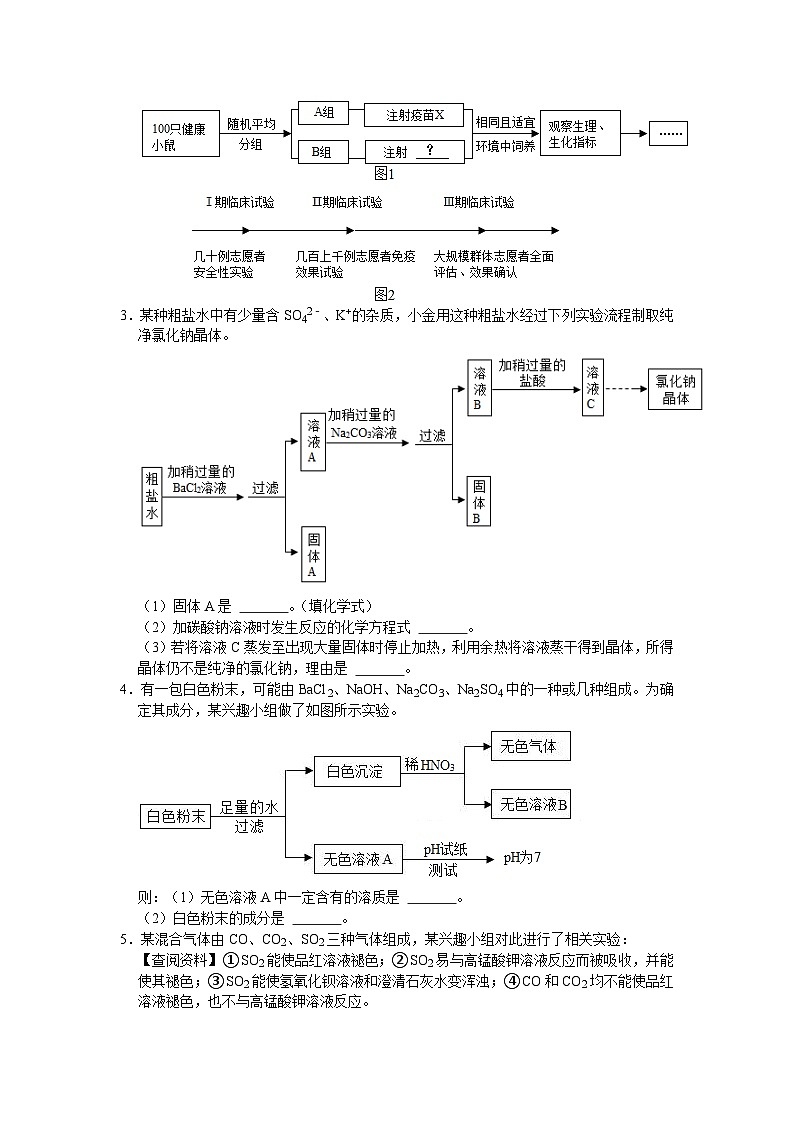 实验探究题专项练习六——浙江省中考科学二轮专题03