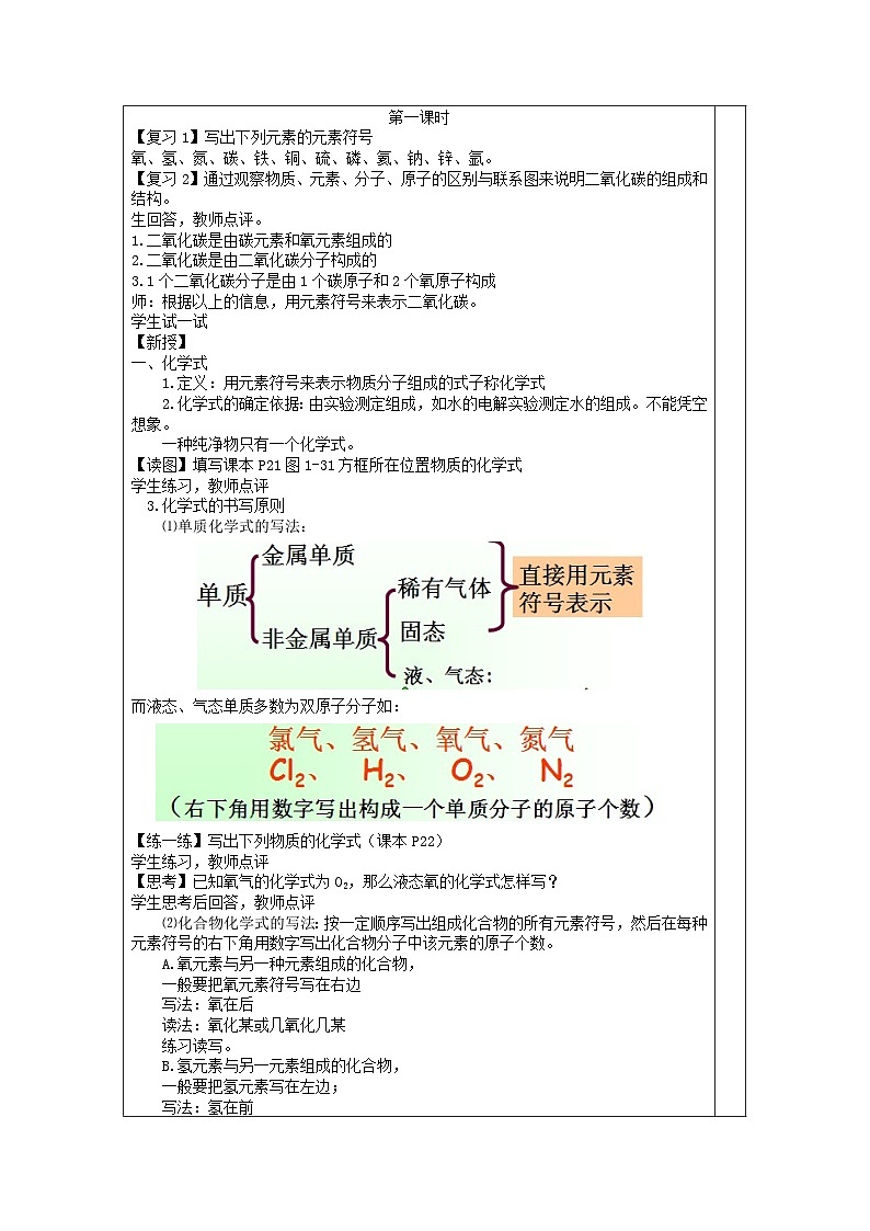 浙教版八年级下册科学第6节 表示物质的符号教案第2页