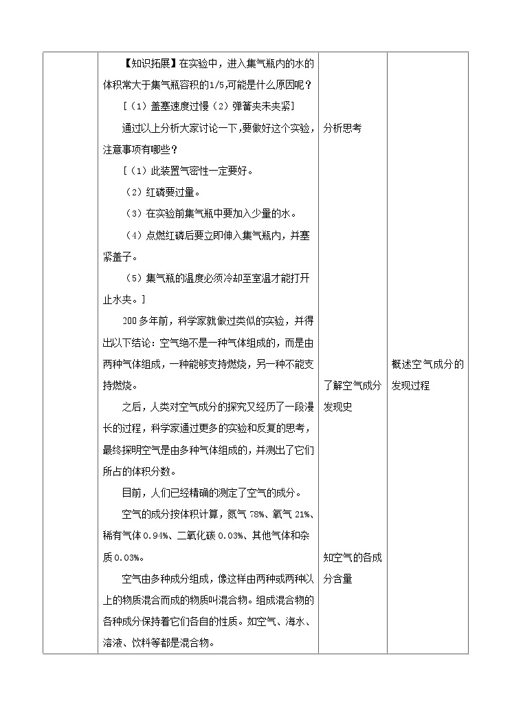 新华师七年级科学下册第二章第二节空气的成分（教案）03