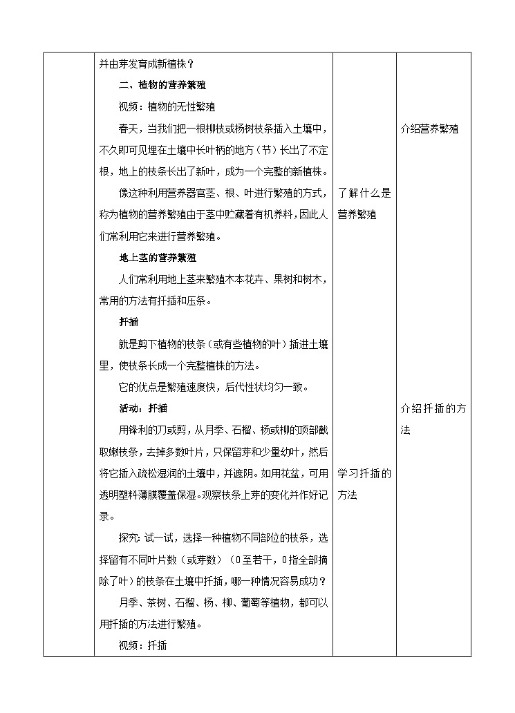 新华师七年级科学下册第七章第三节植物的无性生殖 （教案）第3页