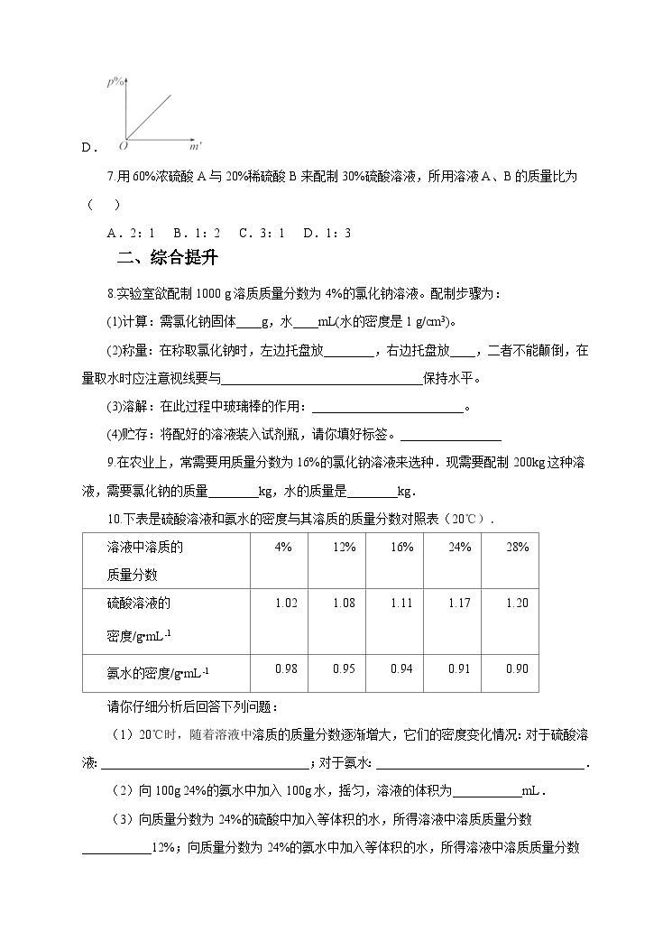 新华师七年级科学下册1.4 配制溶液 第2课时（习题）02