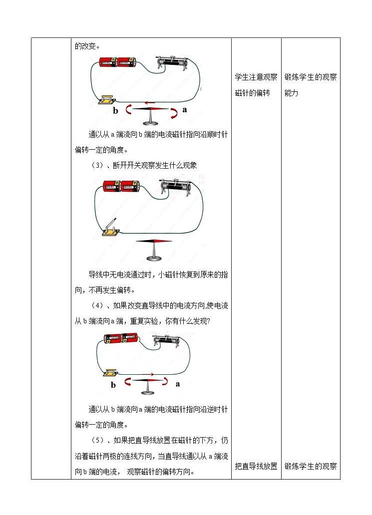 新华师八年级科学下册第五章第二节电流的磁效应（第一课时）教学设计03