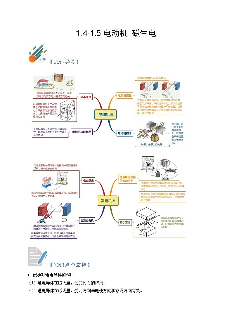 1.4-1.5 电动机 磁生电(解析版)第1页