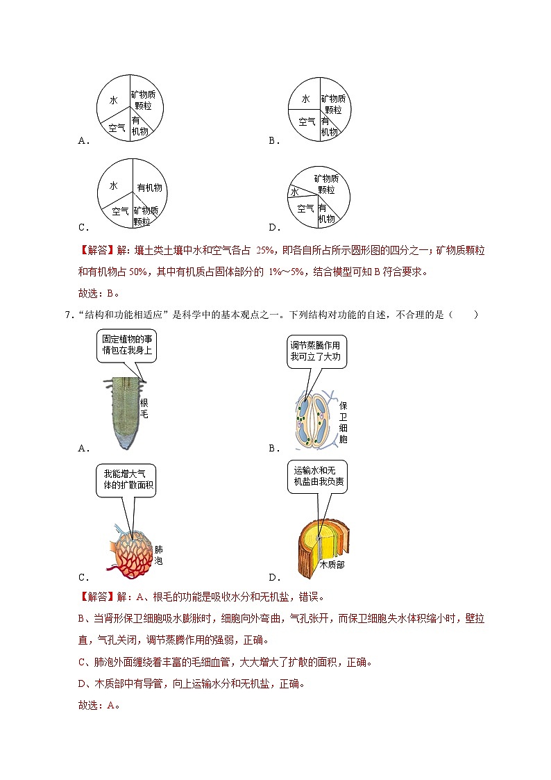 第四章《植物与土壤》综合训练-2023-2024学年八年级科学下册同步精品讲与练（浙教版）03