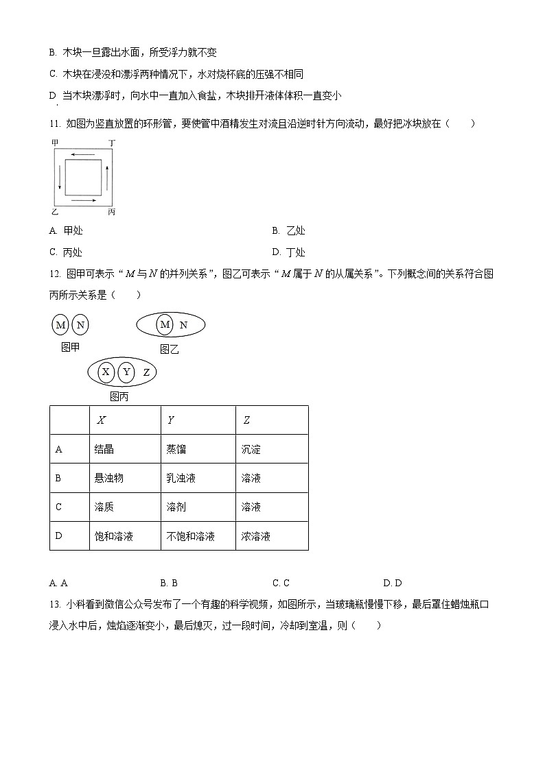 浙江省杭州市翠苑中学教育集团2023-2024学年八年级上学期期中考试科学试题（原卷版+解析版）03