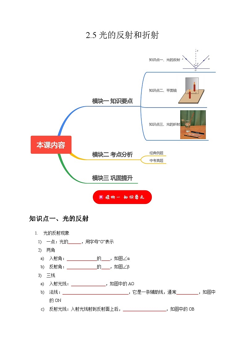 2.5 光的反射和折射（原卷版）第1页
