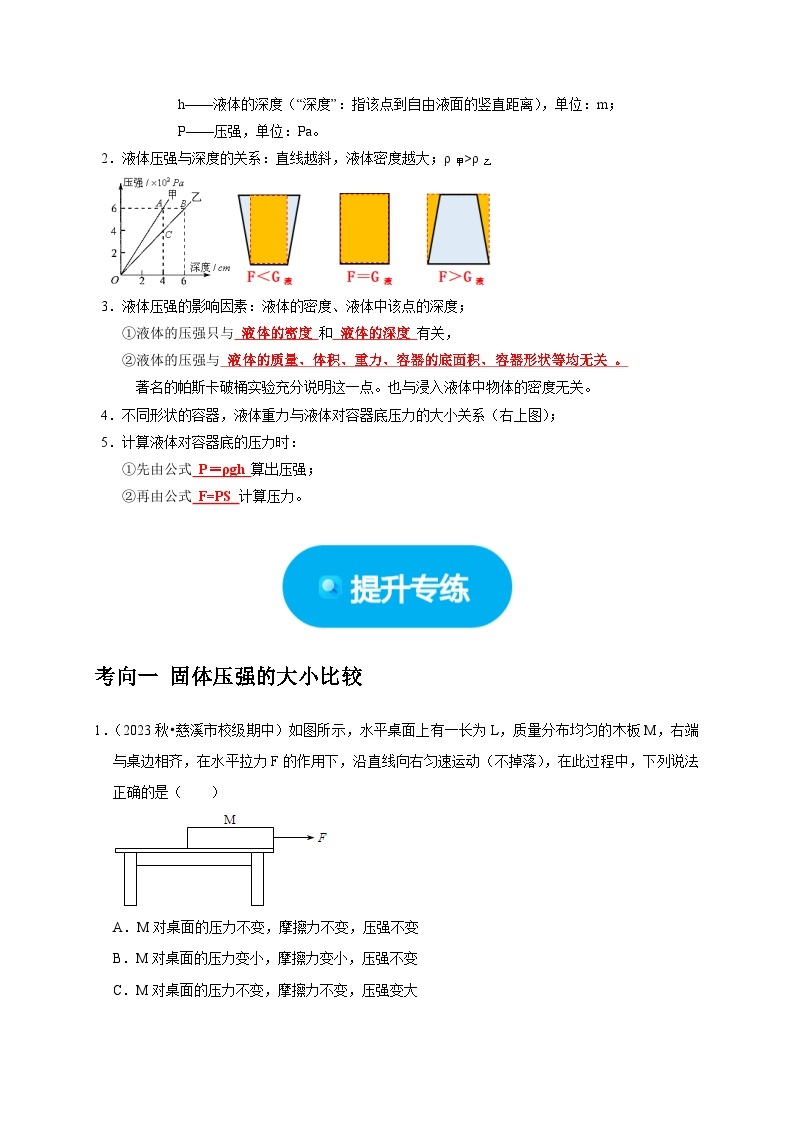 专练强化Ⅲ  压强大小的比较与计算——2023-2024学年七年级下册科学高效讲与练（浙教版）02