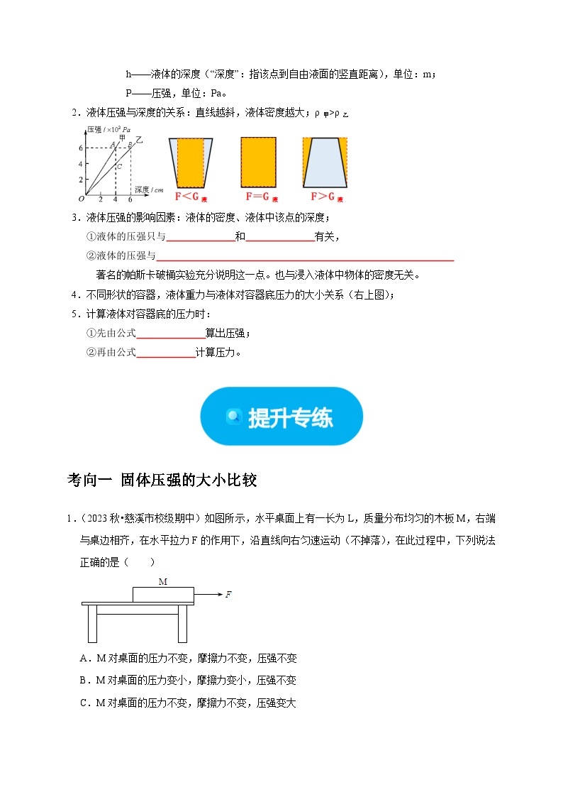 专练强化Ⅲ  压强大小的比较与计算——2023-2024学年七年级下册科学高效讲与练（浙教版）02