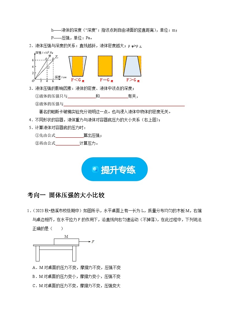 专练强化Ⅲ  压强大小的比较与计算——2023-2024学年七年级下册科学高效讲与练（浙教版）02