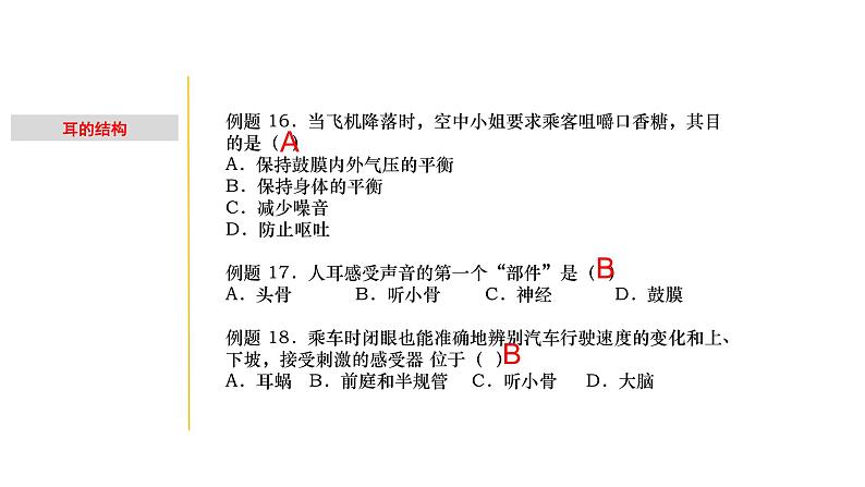 2.2 耳和听觉-七年级科学下册知识点讲解与规律总结（浙教版）(PPT)第7页