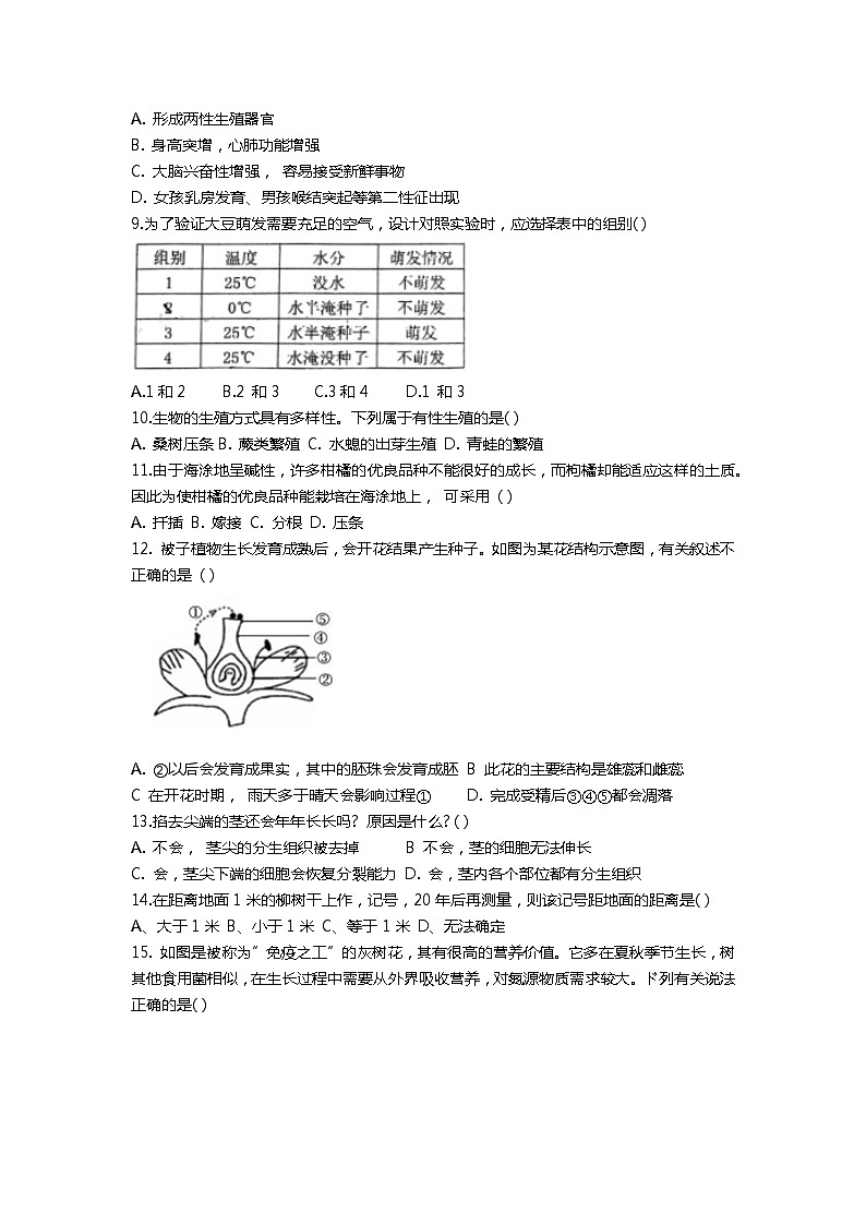 浙江省绍兴市越城区绍兴市元培中学2023-2024学年七年级下学期4月月考科学试题第2页