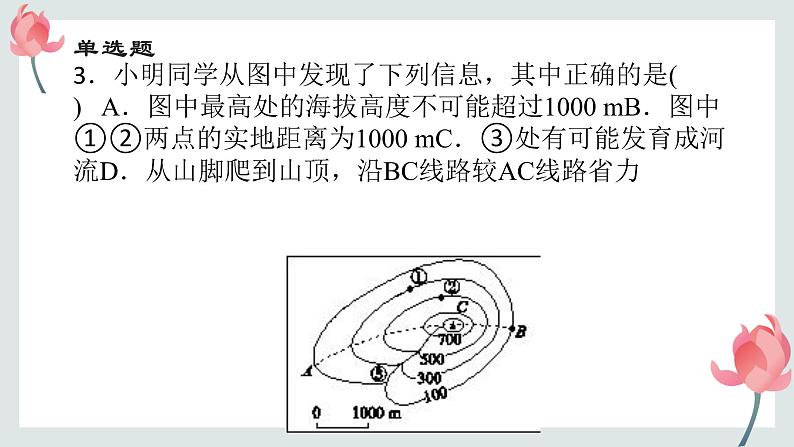 3.7地形和地形图同步练习课件-2023-2024学年浙教版七年级上册科学06