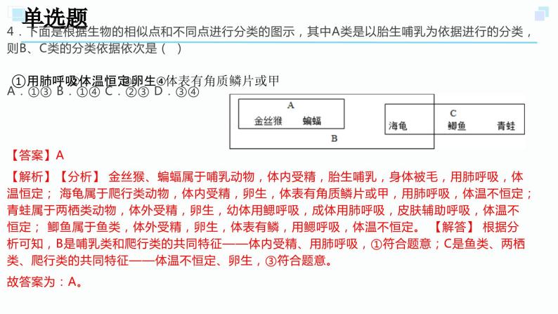 2.4常见的动物考点练习-2023-2024学年浙教版科学七年级上册课件PPT07