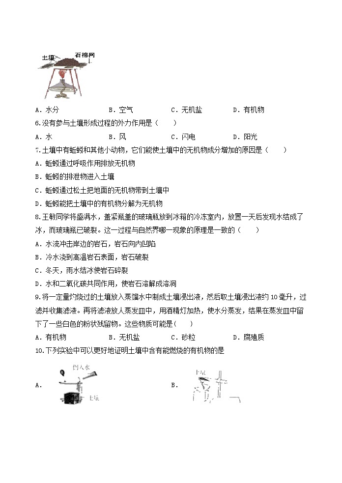 4.1土壤的成分 练习   浙教版科学八年级下册02