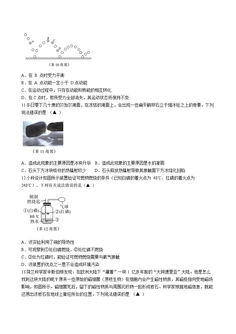 2024年浙江省宁波市镇海区九年级中考一模科学试题03