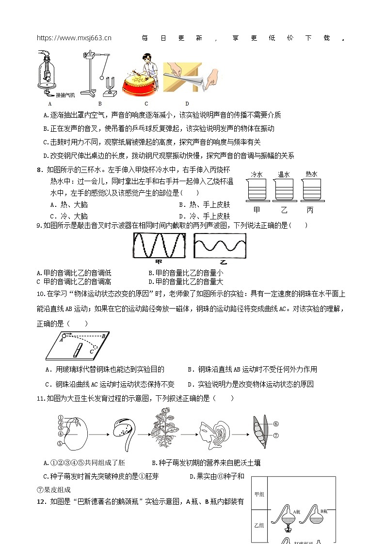 浙江省绍兴市柯桥区联盟学校2023-2024学年七年级下学期4月期中科学试题02
