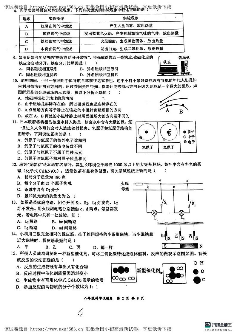 浙江省台州市和合教育联盟2023-2024学年八年级下学期期中考试科学试题第2页